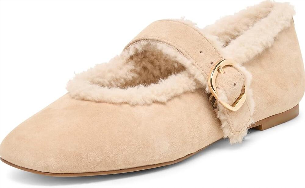 NEW DOLCE VITA women's mella plush ballet flats in sand suede